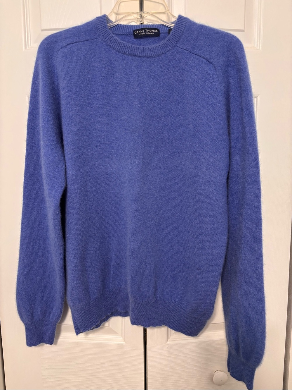 Grant Thomas Men’s Medium Blue 100% Cashmere 2 Ply crew neck sweater Quiet Lux
